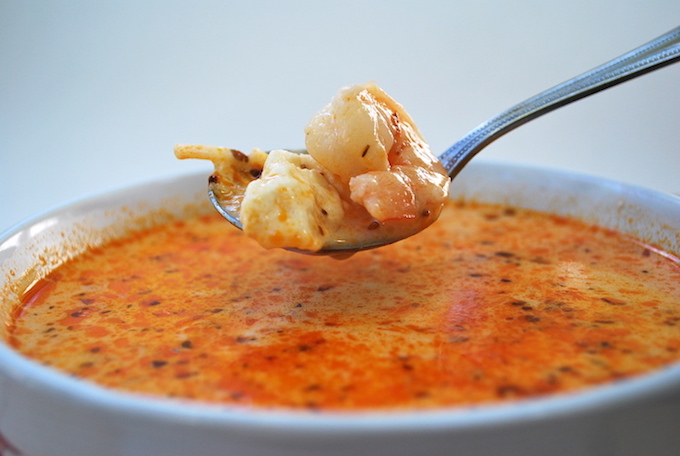 Peruvian Shrimp Soup - Chupe de Camarones is a deliciously, hearty, creamy soup loaded with shrimp, feta, and noodles. Quick and simple to make. ¡Al Ataque!