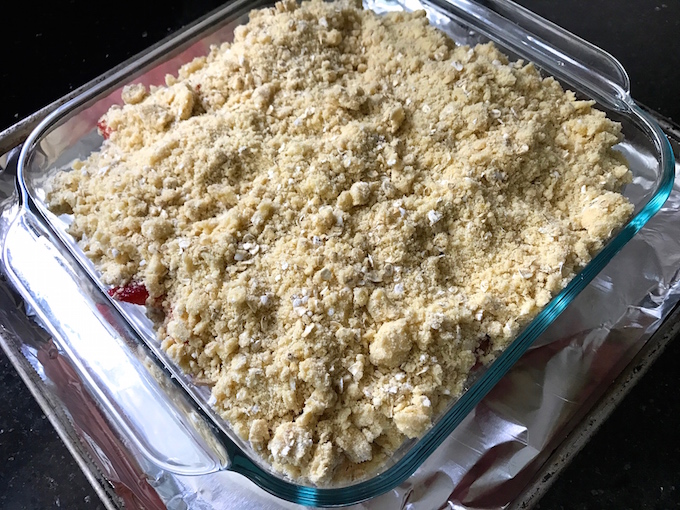 Deliciously sweet and tart Strawberry Rhubarb Crisp enhanced with 2 secret ingredients delivering intensified flavor in filling and added crunch in topping. Simply the best.