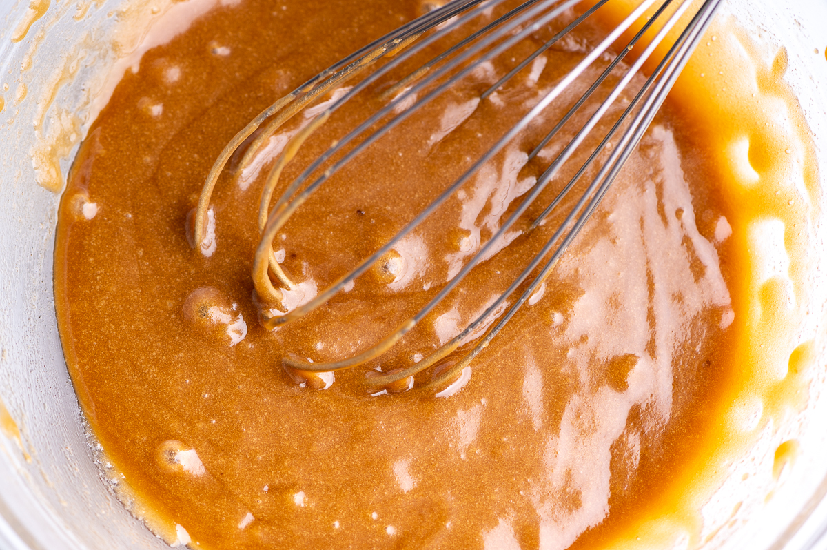 Dark brown sugar and melted butter whisked together.