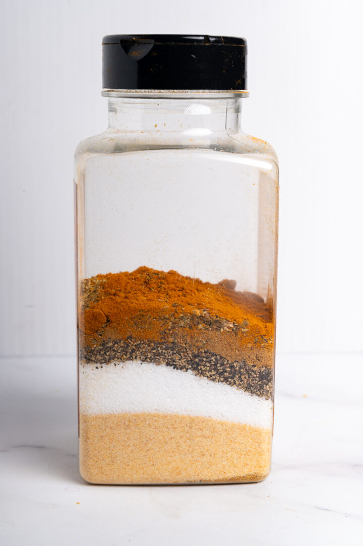 Layer of spices in a container.