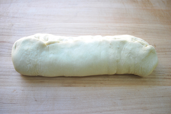 Dough shaped into a log.