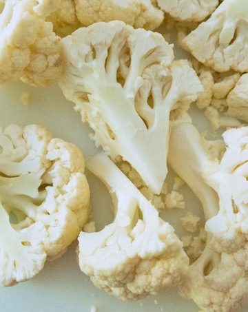 Sliced cauliflower florets