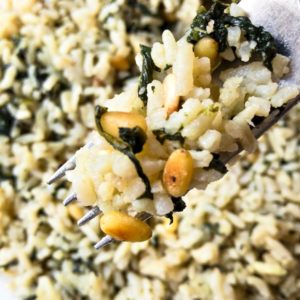 Closeup of Spinach Rice