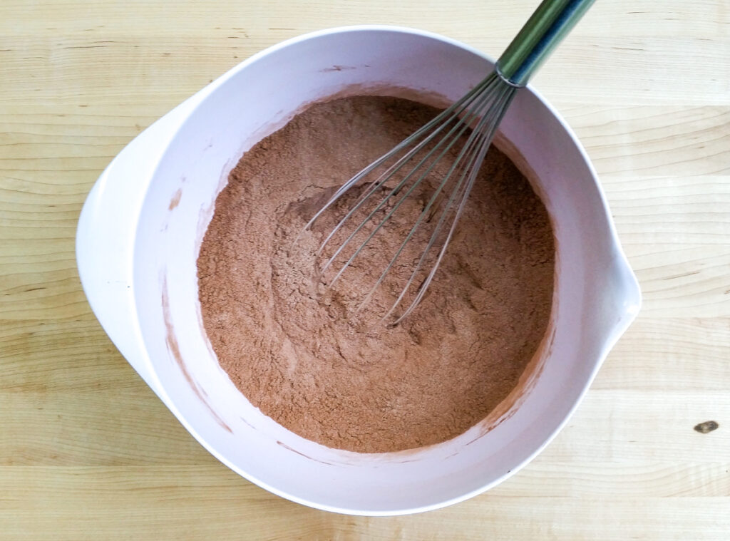 Dry ingredients for cocoa brownies.