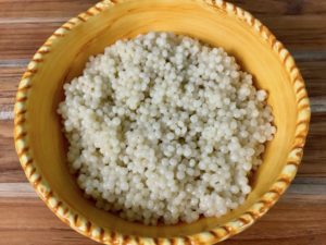 A bowl of pearl couscous.