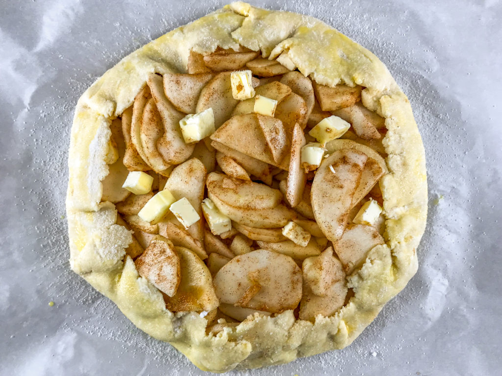 Apple galette ready to bake.