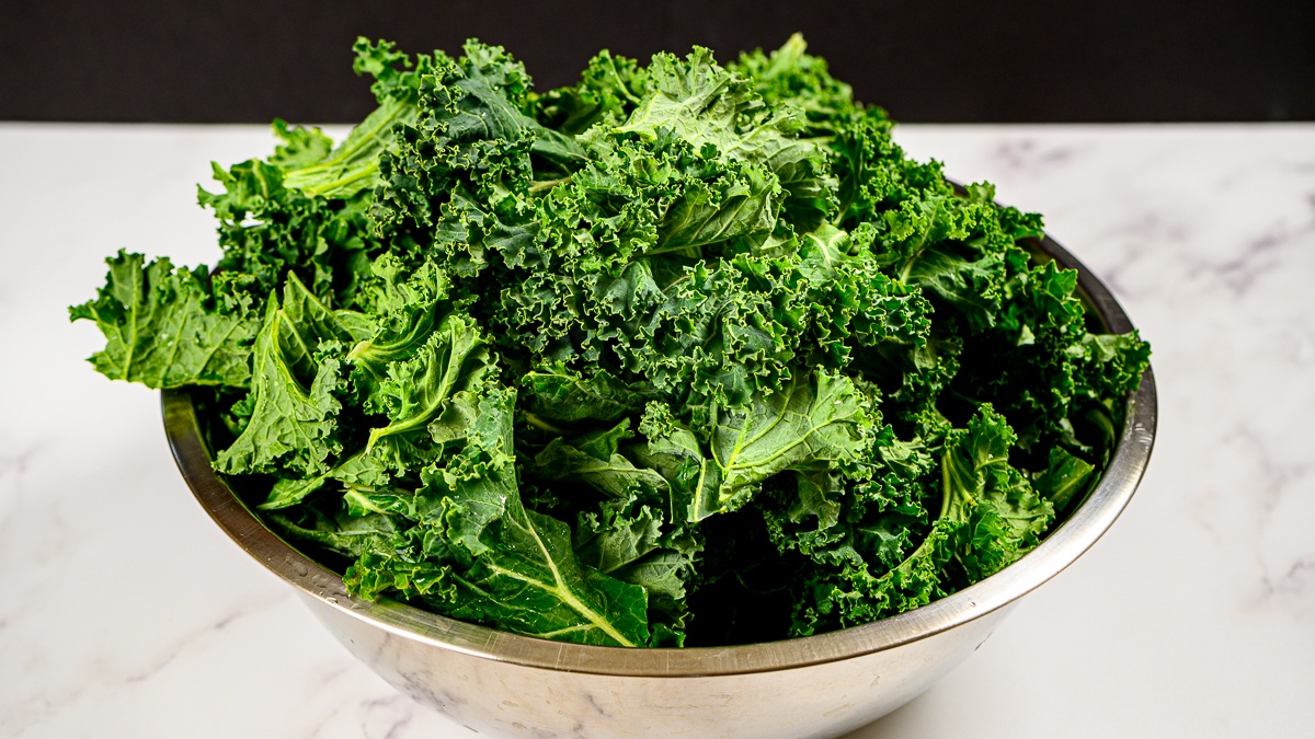 A large bowl of kale.