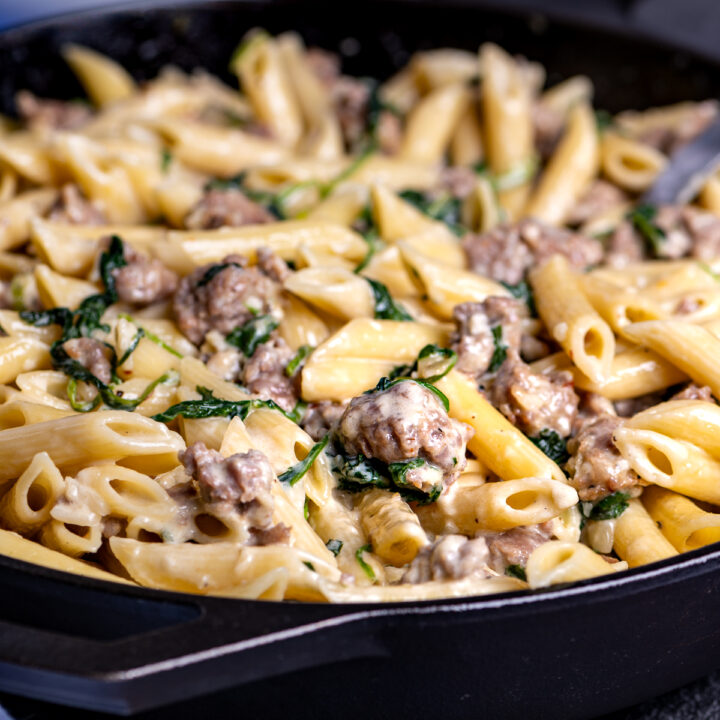 Creamy Sausage Pasta with Spinach - The Genetic Chef