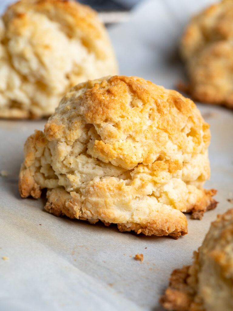 A baked sour cream drop biscuit.