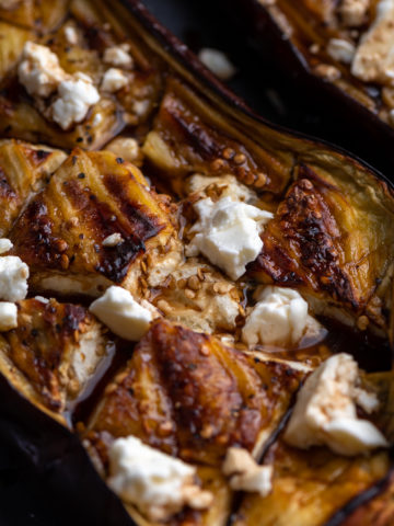 Roasted eggplant with balsamic and feta.