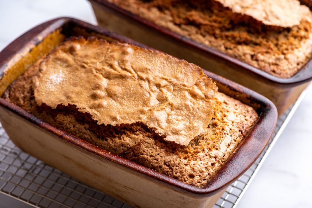 Baked zucchini bread in the pans.