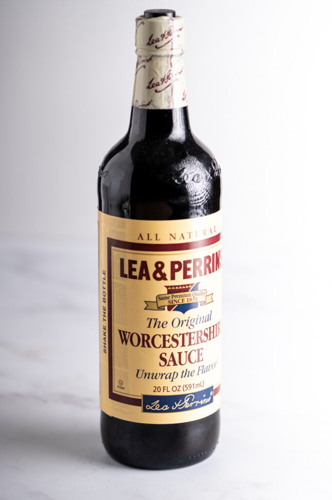 A bottle of Worcestershire sauce.