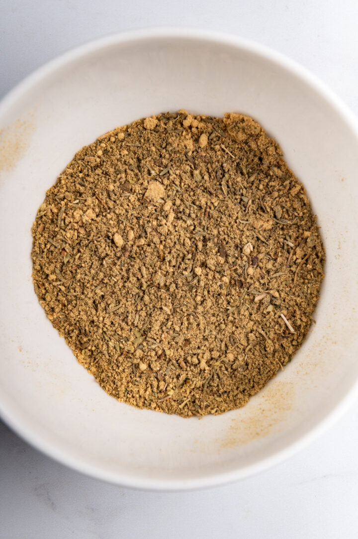 Homemade poultry seasoning in a bowl.